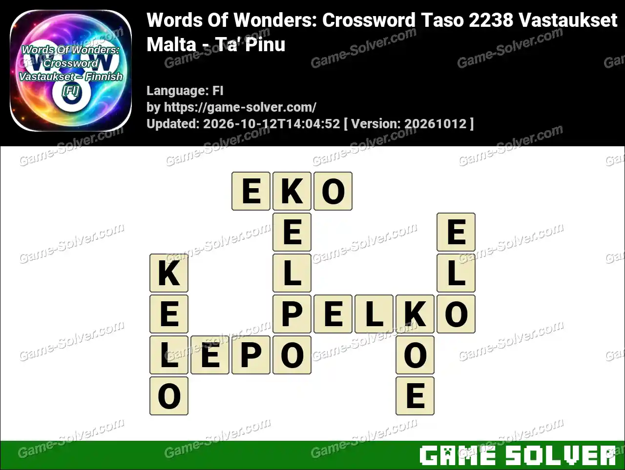 Words Of Wonders: Crossword Taso 2238 Vastaukset – Malta – Ta’ Pinu